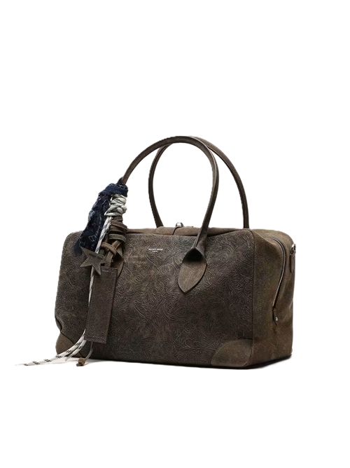 Vita Bag media in pelle scamosciata verde militare con motivo floreale Golden Goose | GWA00833.A000919.35674MILITARY GREEN